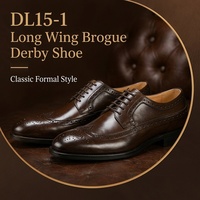 Chaussures Derby Blucher à longue tige DL15-1, marron foncé, en cuir véritable, chaussures habillées décontractées pour hommes, chaussures de ville formelles