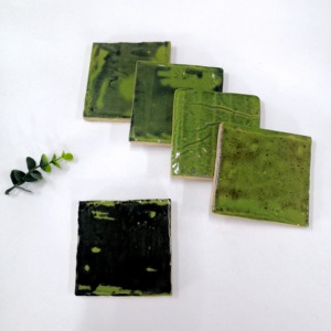 Nhà máy bán gạch thủ công Ma-rốc màu xanh lá cây trang trí tự nhiên 10*10cm nhà bếp và phòng tắm Nội Thất Tường gạch khách sạn khu nghỉ mát - Product Image 5