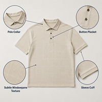 Polo de golf personnalisé en tissu Heather fin à carreaux pour hommes, chemises élastiques pour les tournois de capitaines de club, tissus OEM ODM pour sites événementiels