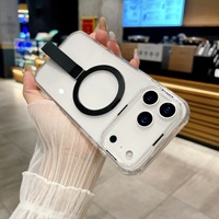 Casing Magnetik Tali Genggam Kreatif dengan Stand, Kaca Temper PC, Pengisian Daya Nirkabel, Anti Jatuh 11-14, Tahan Banting untuk Lanyard
