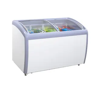 Freezer pintu kaca dada komersial Supermarket 360 L untuk DDH-360XU makanan beku (JY)