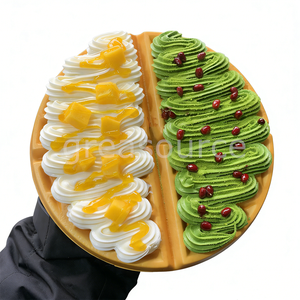 Lifelike Split Belgian Waffle Figurine Plastic Eco-Friendly Faux Mango Cream Matcha <b>Toppings</b> <b>Aesthetic</b> Food Decor Home Kitchen - Product Image 6