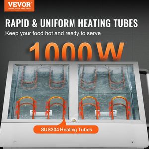 Professional 1000W Commercial Food Warmer 2-<b>Pan</b> Electric <b>Steam</b> Table 20.6QT Capacity 4-Wheel (2 Lockable) Food Grade Stainless - Product Image 2