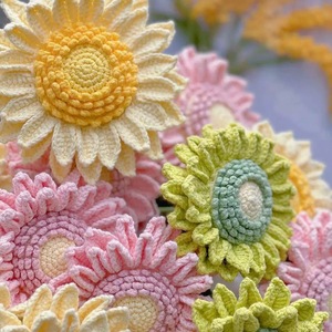 Bellissimo fiore artificiale per l'arredamento della casa e idee regalo di laurea grande doppio strato girasole all'uncinetto con semi - Product Image 4