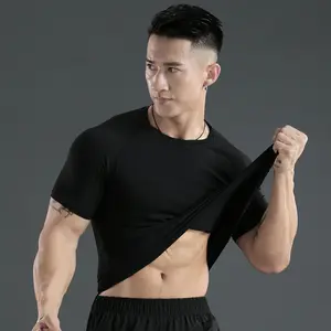 New Process Blend Fabric Stitching Atmungsaktive Fitness Running Men schnell trocknendes Gym Shirt