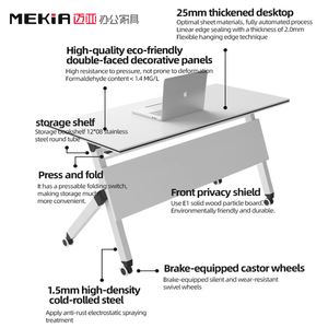 Mesas de Escritório Portáteis Módulo de Mobiliário de Escritório em Madeira Mesa Dobrável para Funcionários Mesa de Conferência para Sala de Treinamento - Product Image 6