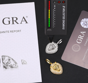 Colgante de Moissanita Brillante Sólido de Estilo Hip-hop Único con Cabeza de León Europeo Americano de Siete Colores en Plata 925 Chapada en Oro/Plata - Product Image 3