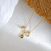 Collar con Colgante de Corazón y Borla, Chapado en Oro de 18k, Acero Inoxidable 316l, Hipoalergénico, con Circonita, para Mujer, Estilo Romántico
