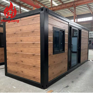منزل متنقل مسبق الصنع بلون خشبي، وحدة سكنية صغيرة محمولة بحجم 20 أو 40 قدمًا تُشحن كوحدة كاملة، منزل مسبق الصنع لمواقع البناء - Product Image 1