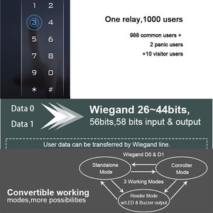 Control de Acceso con Teclado Táctil de 2 Puertas, Metálico, Impermeable IP66, con Timbre, Lector Wiegand Independiente de Gran Capacidad para Usuarios - Product Image 5