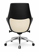 Chaise de bureau de direction moderne de luxe à dossier moyen en cuir PU avec accoudoirs intégrés, base en aluminium, pivotante et réglable