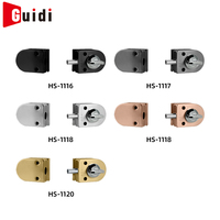 Cerradura Moderna de Acero Inoxidable sin Perforación para Puerta de Doble Vidrio con Pomo Interruptor y Pestillo Deslizante, Instalación con Tornillos
