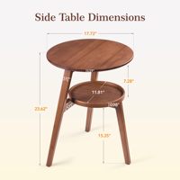 Mesa Auxiliar Redonda de Madera de 2 Niveles, Mesa de Centro con Almacenamiento, Mesa Auxiliar con Estante para Sala de Estar, Dormitorio, Balcón, Muebles para el Hogar