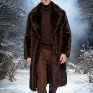 Manteau long ample pour <span class=keywords><strong>homme</strong></span>, tendance hiver, vêtements de personnalité masculine, manteaux en fausse <span class=keywords><strong>fourrure</strong></span> pour <span class=keywords><strong>homme</strong></span> - Product Image 1