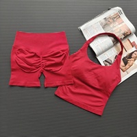 Conjunto Deportivo de Yoga para Mujer, Top Deportivo Sin Costuras de Spandex con Espalda Descubierta y Pantalones Cortos de Cintura Alta, Anti-Rozaduras, CACTUS SPORT