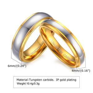 Anillos de Compromiso y Matrimonio <span class=keywords><strong>VShow</strong></span> Simplicity, Diseño Geométrico, Acero Inoxidable Chapado en Oro de 18K con Circonita, para Parejas - Product Image 6