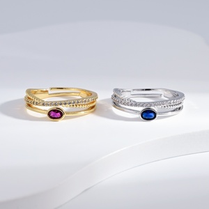 Anillo de plata de ley 925 con circonita redonda de corte brillante, chapado en oro de 18k, multicolor, para uso diario, anillos de moda para mujer. - Product Image 2