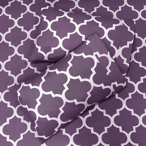 Microfiber <b>Fitted</b> Bed <b>Sheet</b> Set 3-Piece 1800TC OEKO-TEX Certified Non-Toxic Polyester Full <b>Printed</b> Customizable Color All-Season - Product Image 4