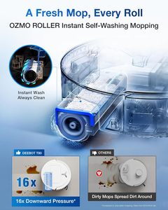   Robot hút bụi DEEBOT T80, lực hút mạnh mẽ 18000Pa, trạm đa năng <span class=keywords><strong>10</strong></span> trong 1 <span class=keywords><strong>OMNI</strong></span>, chức năng lau khô và ướt liền mạch TruEdge, tự động đổ rác - Product Image 6