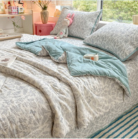 Selimut Musim Panas Katun Berlapis Ganda Cloud-Feel, Set Empat Potong
