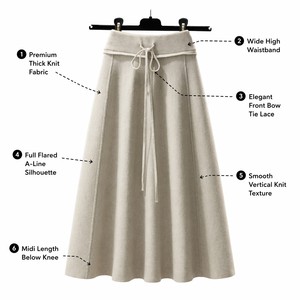 Jupe <span class=keywords><strong>Femme</strong></span> Hiver Taille Haute Coupe Évasée Longueur Cheville Élégante Unie Mélange Coton Tricoté Peigné 6 Couleurs en Stock Personnalisable Prêt à Expédier - Product Image 2