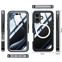 Étui de téléphone portable en verre trempé 9H de haute qualité pour iPhone 16 Plus 15 Pro Max Transparent 360 couverture de charge magnétique