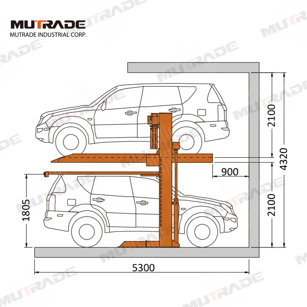 vertical car parking garage simple two post double car stacker hydraulic 2 post 2 level car parking lift