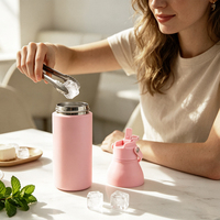 Bouteille isotherme sous vide mince de 17 oz avec logo personnalisé, bouchon à visser, remplissage facile de glace, avec paille, vente en gros