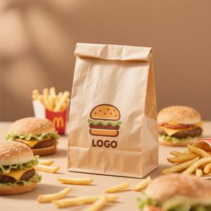 Bolsas de Papel SOS Impresas Personalizadas, Resistentes a la Grasa, con Logotipo Personalizado, Bolsa de Papel Kraft Blanca SOS con Fondo Plano para Entrega de Alimentos - Product Image 1