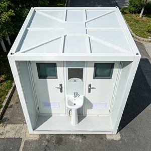 Cabina de Baño Doble Prefabricada Moderna y de Lujo, con Paredes de Vidrio, Portátil, para Campamentos VIP, Eventos al Aire Libre y Fiestas - Product Image 5