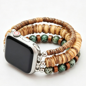 <span class=keywords><strong>Bracelet</strong></span> de montre en perles de <span class=keywords><strong>bois</strong></span> pour <span class=keywords><strong>Apple</strong></span> <span class=keywords><strong>Watch</strong></span> Series 10, style rétro, largeur 22 mm, boucle à nœud coulissant, best-seller transfrontalier - Product Image 1