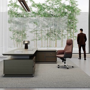 Escritorio de oficina ejecutivo en forma de I de lujo de gama alta para directores y gerentes Soluciones de MDF para jefes y ejecutivos de alta gama - Product Image 4