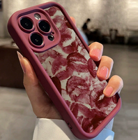 Coque de téléphone antichoc en TPU avec motif imprimé lèvres rouges et design d'objectif en échelle pour iPhone 18 17 16 15 14 13 12 Pro Max