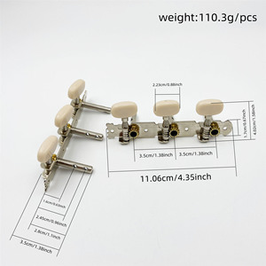 Clavijas <span class=keywords><strong>de</strong></span> Afinación <span class=keywords><strong>de</strong></span> Guitarra Cortas, Triples, Blancas, <span class=keywords><strong>de</strong></span> Cabeza Redonda, con Doble Orificio, 3R3L, para Guitarra Eléctrica, Acústica y Clásica - Product Image 2