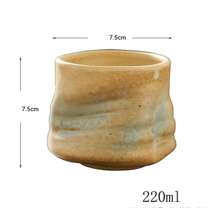 Taza de café espresso vintage de cerámica en bruto, Taza de cerámica irregular arrugada hecha a mano creativa - Product Image 2