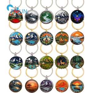 Randonnée en plein air Camping Wilderness Montagnes Lacs Forêts Lever du soleil Nature Llavero Porte-clés Anneau Porte-clés Nature personnalisé - Product Image 1