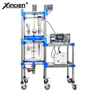 XINCHEN chemical jacketed double wall layer glass reactor flask