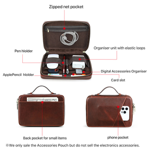 Sac de Voyage Vintage de Luxe Grande Capacité en Cuir Pleine Fleur Durable et Écologique pour Organiser les Câbles et Appareils Électroniques Portables - Product Image 3
