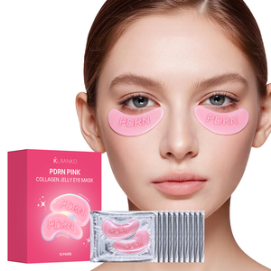 Masque pour les yeux en gelée rose OEM personnalisé au PDRN, collagène et NAD avec logo en relief pour le soin des yeux, anti-poches, éclaircissant et raffermissant – Produits de soin de la peau - Product Image 1