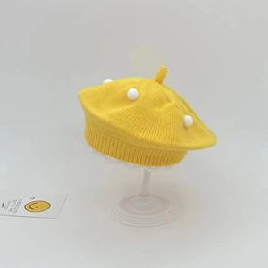 Chapeau béret en laine <span class=keywords><strong>de</strong></span> coton tricoté pour bébés garçons et filles, style artiste français, avec pompon, respirant, pour l'automne et l'hiver - Product Image 6