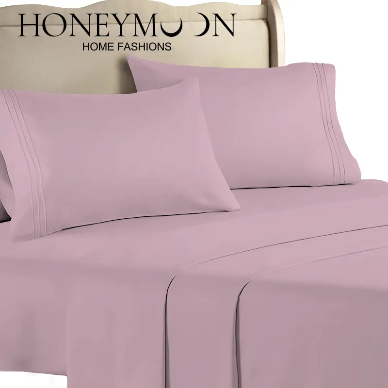 Luxury quality manufacturer canadian polyester microfiber fabric king size fitted bedsheet solid bedding bed sheet set for hotel