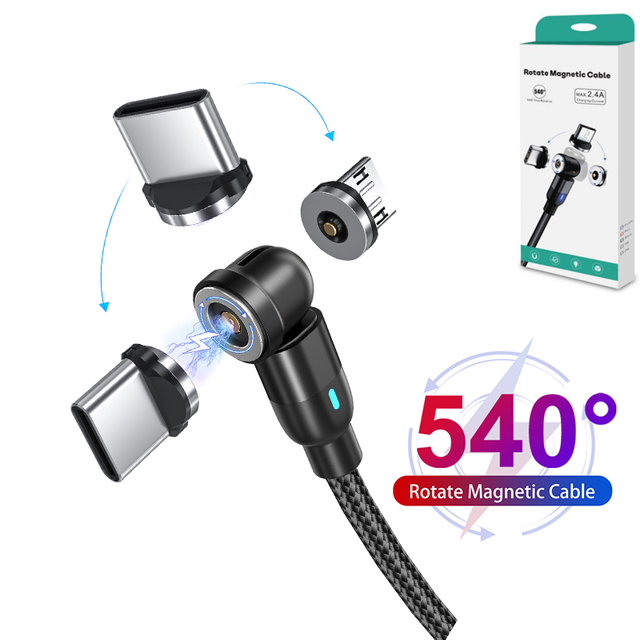 Wholesale 540 Degree 3A 3 in 1 USB Magnetic Charging Cable for Type-C iPhone 13 Pro Max & Computer