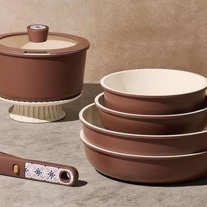 Juego de Utensilios de Cocina de Alta Calidad con Tapas de Vidrio de Silicona, Asas de Acero Inoxidable, 6 Piezas, Aluminio Forjado, Revestimiento Cerámico Moderno, Apto para Lavavajillas - Product Image 4