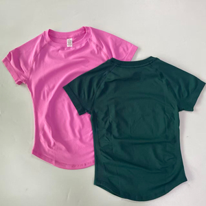Setelan Olahraga Wanita 2 Potong, Atasan Crop Top Lengan Pendek Model Longline, Celana Pendek Olahraga Pinggang Tinggi, Baju Fitness, Setelan Yoga - Product Image 5