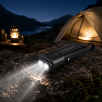 Z828 Lampe portable multifonction noire en ABS, batterie externe rechargeable USB Type-C, étanche IP44, affichage numérique, camping, 8 heures d'autonomie