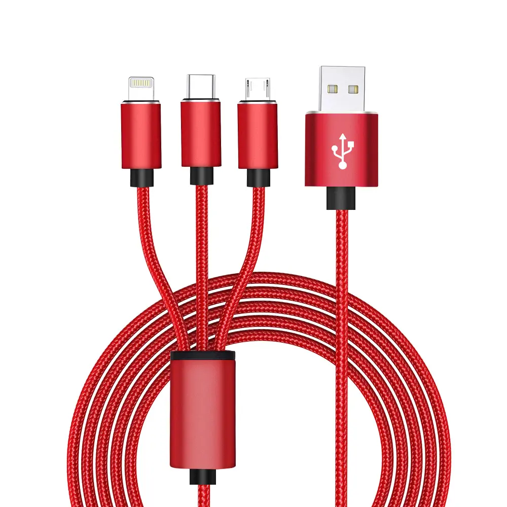 Harga Pabrik 3 In 1 Kabel Multifungsi Mendukung Micro Usb Tipe C I-phone Port Pengisian Kabel Adaptor untuk Telepon IOS/Android