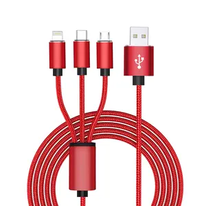 Factory Prijs 3 In 1 Multifunctionele Kabel Ondersteuning Micro Usb Type C I-Telefoon Poort Opladen Adapter Kabel Voor ios/Android Telefoon