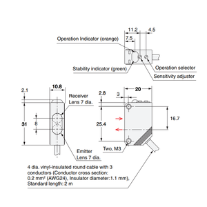 Bxuan e3z 24V NPN PNP cảm biến quang học 1m Khoảng cách phát hiện quang điện gần chuyển đổi - Product Image 2