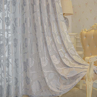 Voilages Jacquard Floraux Ruraux Américains de Luxe à Œillets Semi-Opaquants pour Fenêtre Domestique