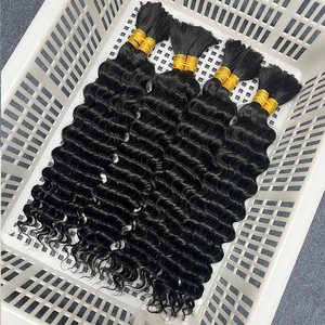 <span class=keywords><strong>Trecce</strong></span> di Capelli Umani 100% Naturali, Estensioni Ricci Boho Senza Trama, Onda Profonda Remy Tinte, Trama Singola - Product Image 1